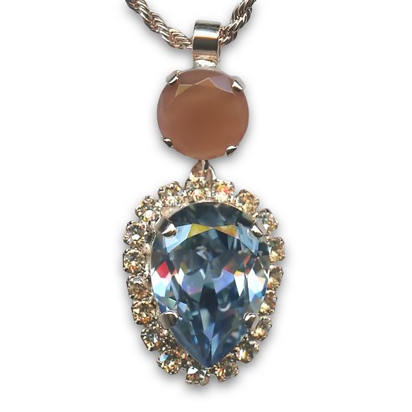 Mariana Necklace Pendant Exquisite Blue Shade, Golden Shadow, & Peach Opal Austrian Crystals Creme Brulee The Sweet Life Coll.