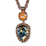 Mariana Necklace Pendant Shimmering Sun Kissed Sunset, Blue Shade, & Golden Shadow Austrian Crystals Gardenia Botanica Coll.