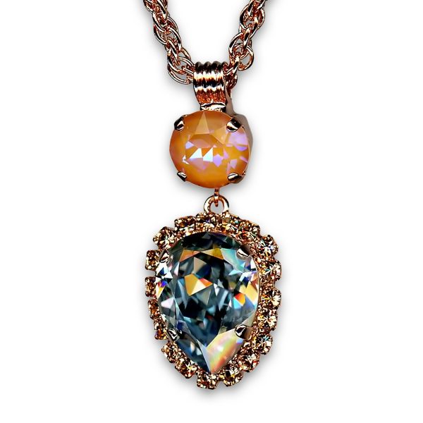 Mariana Necklace Pendant Shimmering Sun Kissed Sunset, Blue Shade, & Golden Shadow Austrian Crystals Gardenia Botanica Coll.