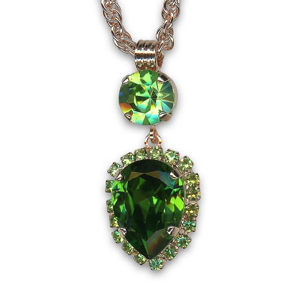 Mariana Necklace Pendant Precious Peridot Austrian Crystals My Treasures Coll.