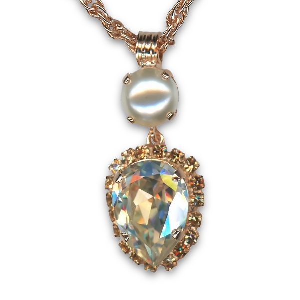 Mariana Necklace Pendant Timeless Pearl & Champagne Austrian Crystals Nirvana Coll.