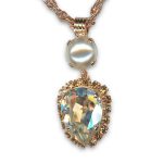 Mariana Necklace Pendant Timeless Pearl & Champagne Austrian Crystals Nirvana Coll. - Image 2