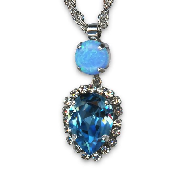 Mariana Necklace Pendant Blue SO Mineral, Sapphire, & Clear Austrian Crystals My Treasures Coll.