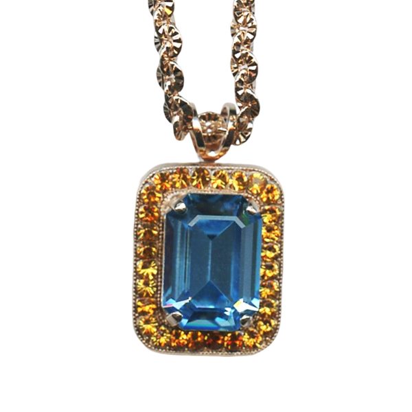 Mariana Necklace Pendant Radiant Turquoise & Jonquil Austrian Crystals Kokomo Songbook Coll.