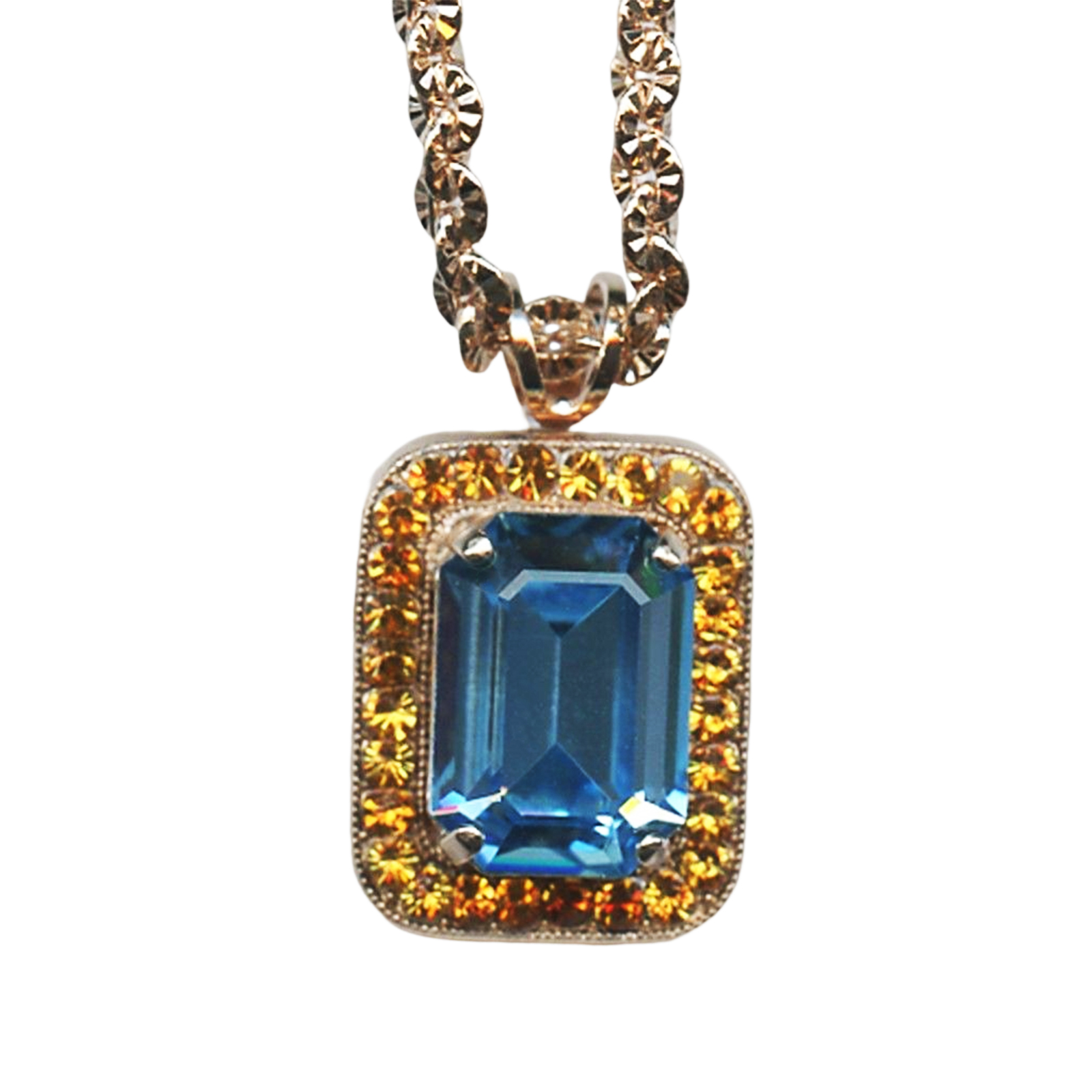 N-5107-1058-RG(1) Mariana Necklace Pendant Radiant Turquoise & Jonquil Austrian Crystals Kokomo Songbook Coll. - Image 1