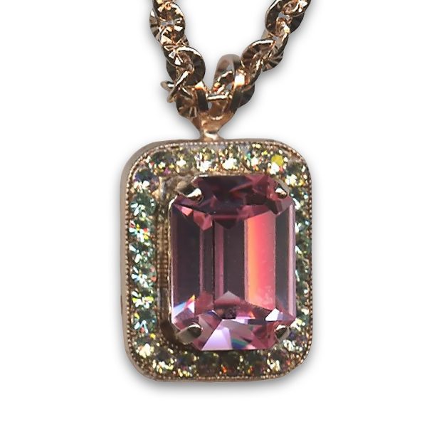 Mariana Necklace Pendant Luxurious Lt Rose & Jonquil Austrian Crystals Pina Colada Cocktail Hour Coll.