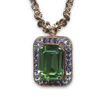 Mariana Necklace Pendant Shimmering Lt Sapphire & Chrysolite Austrian Crystals California Dreaming Songbook Coll. - Image 2