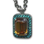 Mariana Necklace Pendant Glamorous Blues Zircon & Sun Austrian Crystals Masai Africa Coll.
