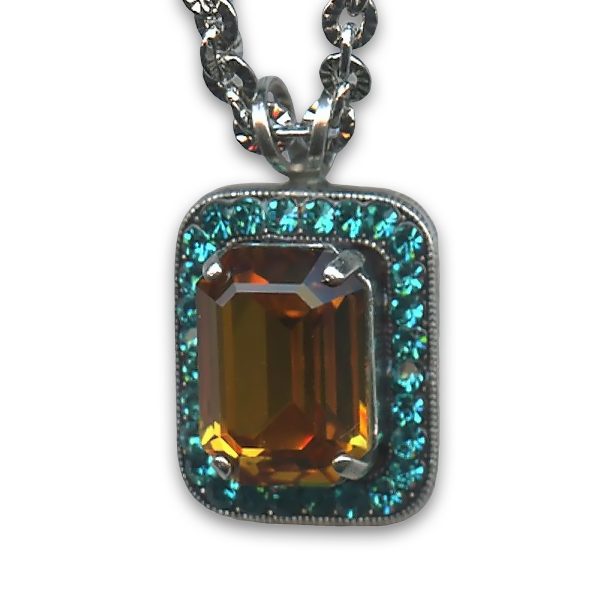 Mariana Necklace Pendant Glamorous Blues Zircon & Sun Austrian Crystals Masai Africa Coll.