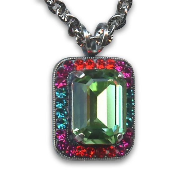 Mariana Necklace Pendant Elegant Orange, Plum Purple, Aqua Blue & Grass Green Austrian Crystals Tiger Lily East Meets West Coll.