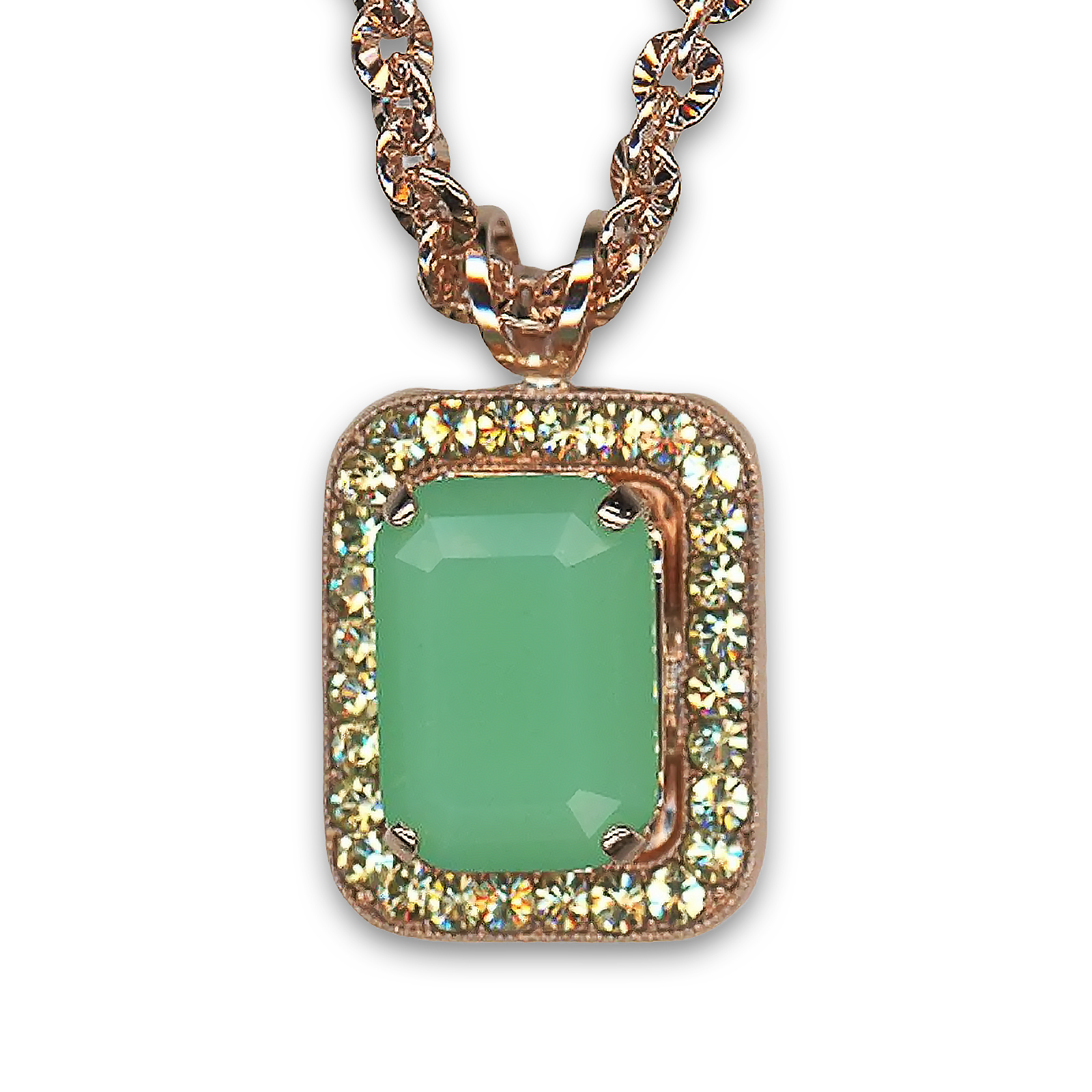 N-5107-136-RG (1) Mariana Necklace Pendant Sophisticated Jonquil & Pacific Opal Austrian Crystals Blondie Solis Coll. - Image 1