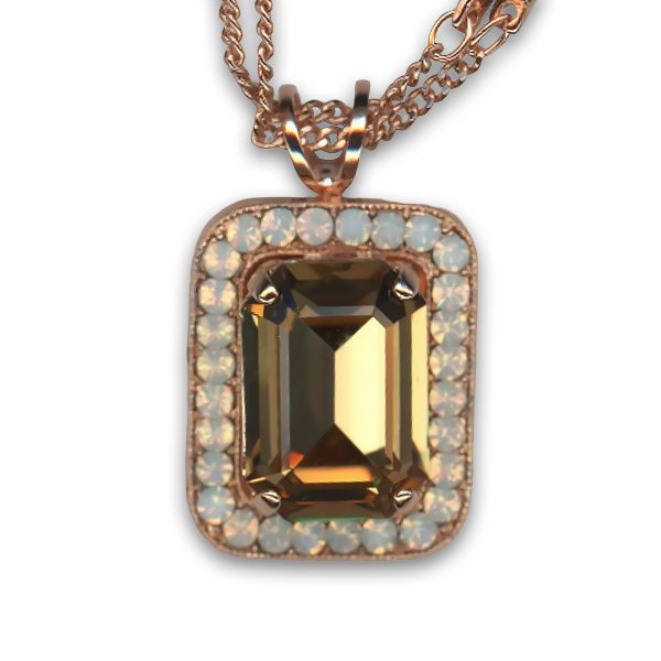 Mariana Necklace Pendant Charming Golden Shadow & White Opal Austrian Crystals Creme Brulee The Sweet Life Coll.