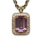 Mariana Necklace Pendant Lovely Rose Opal & Lt Rose Austrian Crystals Antigua Caribbean Life Coll.