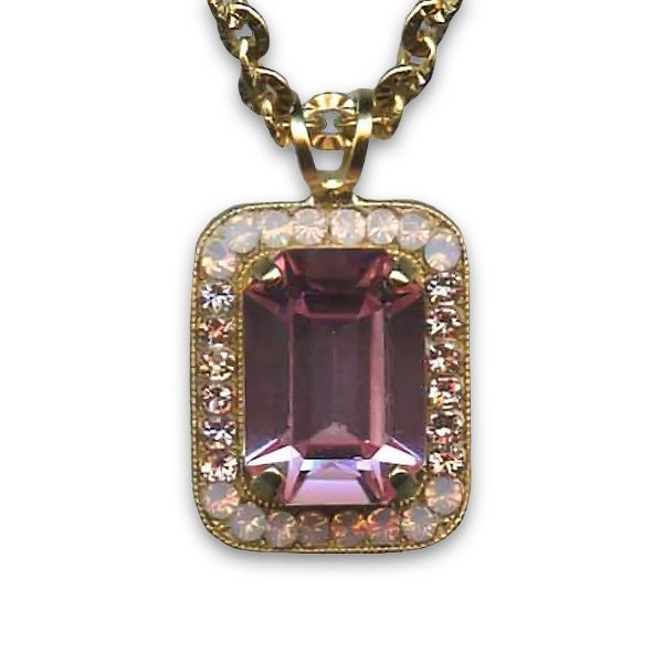 Mariana Necklace Pendant Lovely Rose Opal & Lt Rose Austrian Crystals Antigua Caribbean Life Coll.