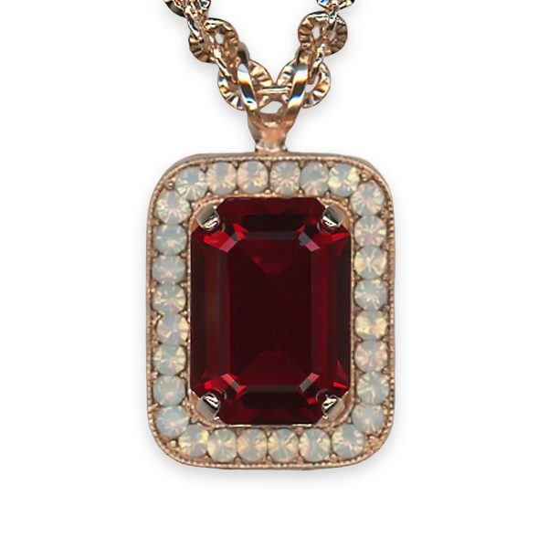 Mariana Necklace Pendant Stunning Siam & White Opal Austrian Crystals My Treasures Coll.