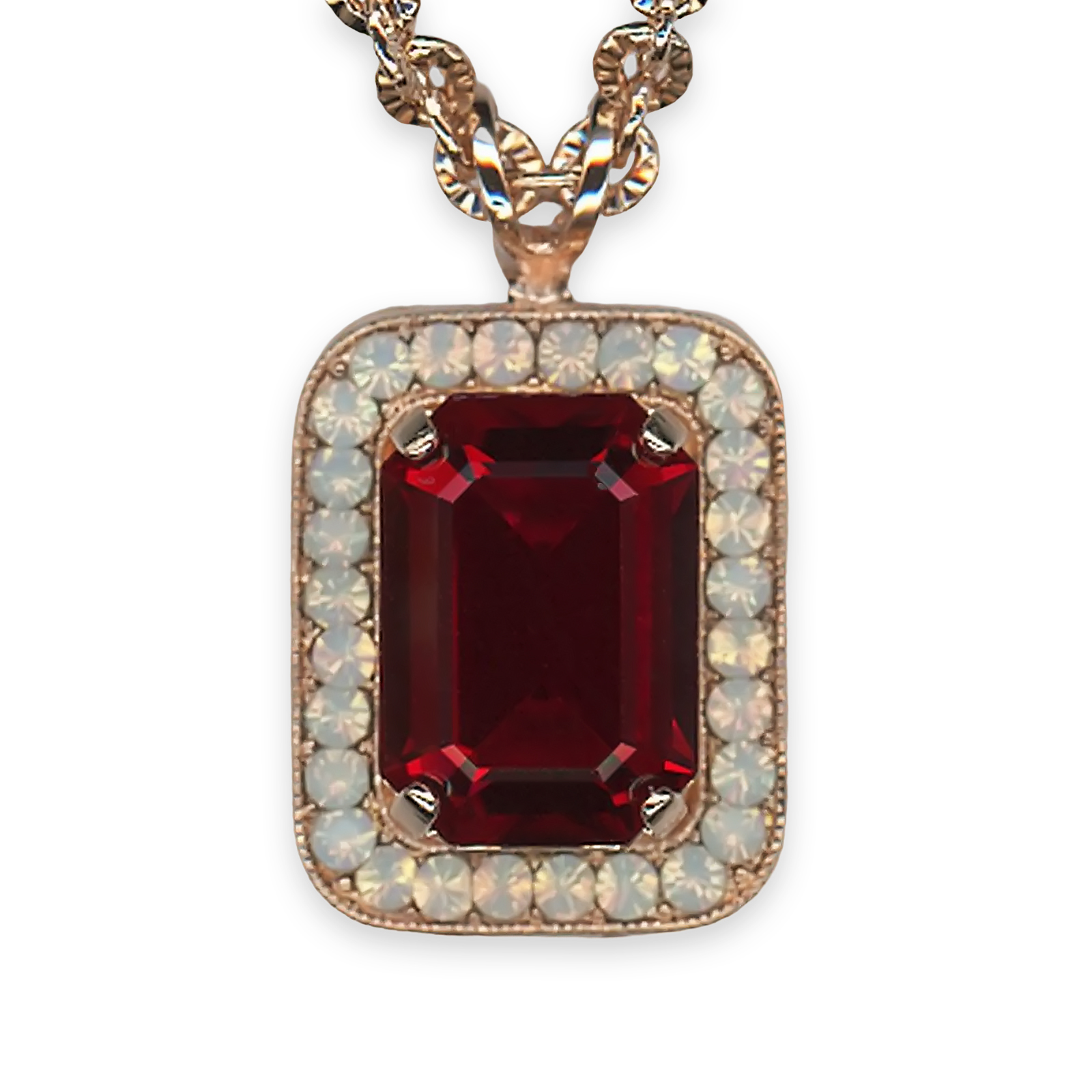 N-5107-234208-RG (1) Mariana Necklace Pendant Stunning Siam & White Opal Austrian Crystals My Treasures Coll. - Image 1