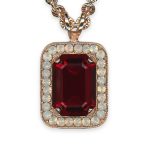 Mariana Necklace Pendant Stunning Siam & White Opal Austrian Crystals My Treasures Coll. - Image 2