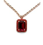Necklace Pendant By Mariana Elegant Hyacinth and Ruby Swarovski Crystals