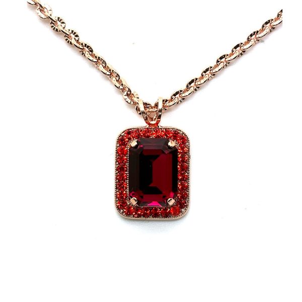 Necklace Pendant By Mariana Elegant Hyacinth and Ruby Swarovski Crystals