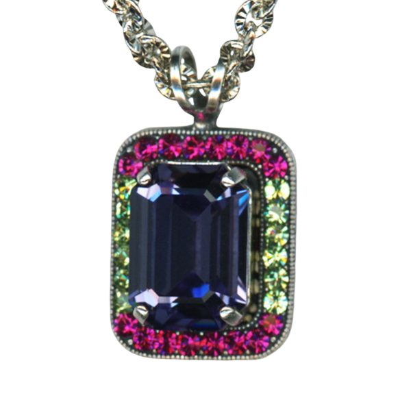 Mariana Necklace Pendant Fab Tanzanite, Fuchsia, & Peridot Austrian Crystals My Treasures Coll.