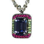 Mariana Necklace Pendant Fab Tanzanite, Fuchsia, & Peridot Austrian Crystals My Treasures Coll. - Image 3