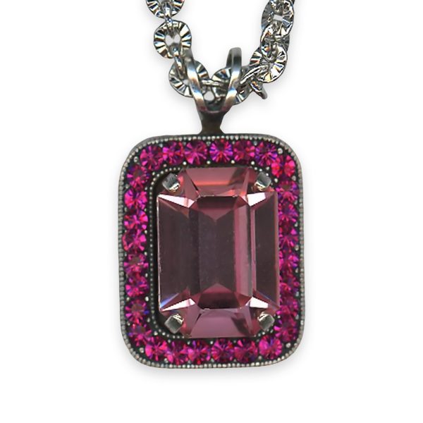 Mariana Necklace Pendant Exquisite Lt Rose & Fuchsia Austrian Crystals Saba Caribbean Life Coll.