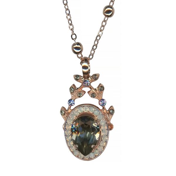 Necklace Pendant By Mariana Black Diamond and White Opal Swarovski Crystals