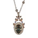 Necklace Pendant By Mariana Black Diamond and White Opal Swarovski Crystals - Image 2
