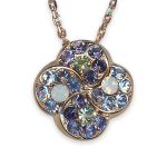 Mariana Necklace Pendant Fashionable Purple Velvet, Lt Sapphire, White Opal, & Chrysolite Austrian Crystals Songbook Coll.