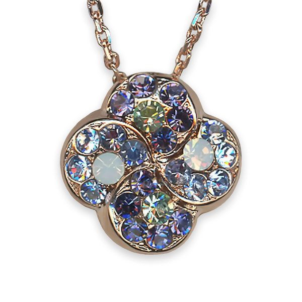 Mariana Necklace Pendant Fashionable Purple Velvet, Lt Sapphire, White Opal, & Chrysolite Austrian Crystals Songbook Coll.
