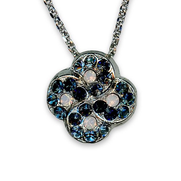 Mariana Necklace Pendant Simply Elegant Navy Blue & White Opal Austrian Crystals Blue Morpho My Butterfly Coll.