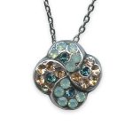Mariana Necklace Pendant Floral Pacific Opal, Apricot & Indicolite Austrian Crystals Cannoli The Sweet Life Coll.