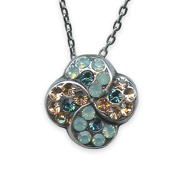 Mariana Necklace Pendant Floral Pacific Opal, Apricot & Indicolite Austrian Crystals Cannoli The Sweet Life Coll.