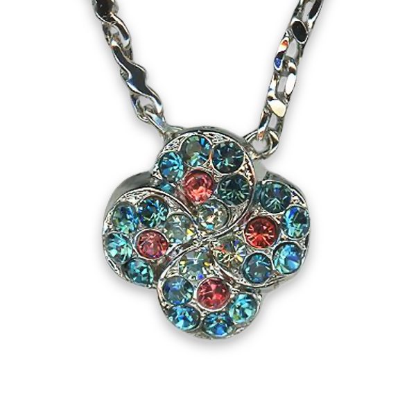 Mariana Necklace Pendant Elegant Laguna Delite, Clear, & Padparadscha Austrian Crystals Bird Of Paradise Botanica Coll.
