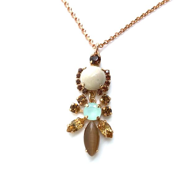 Necklace Pendant By Mariana Cocktail Hour Coll. Glamorous Howlite Mineral, Topaz and Tiger Eye Swarovski Crystals