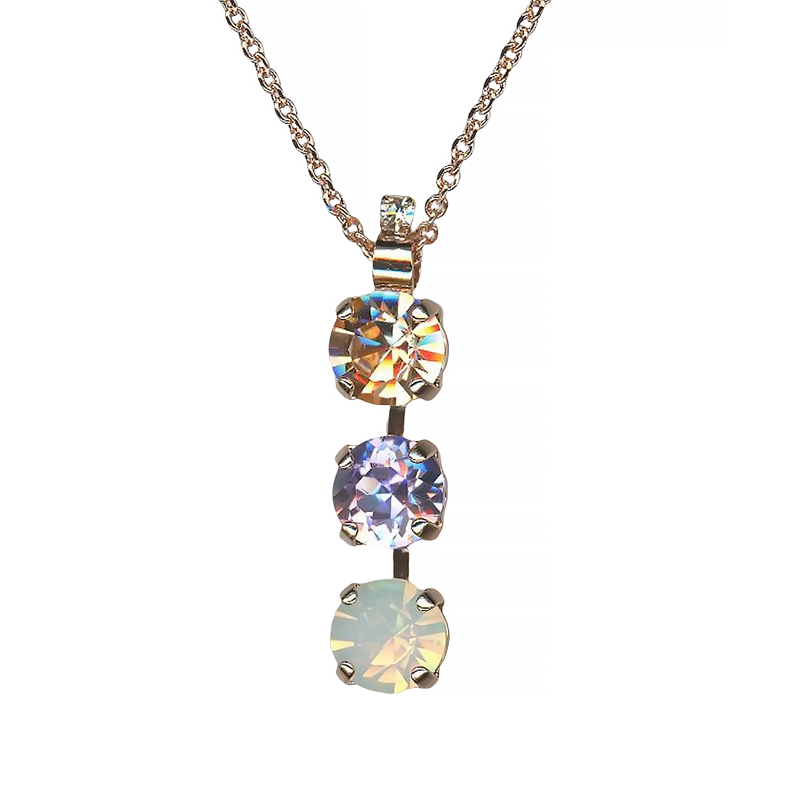 N-5440-1-1154-RG (1) Mariana Necklace Pendant Trio Lt Peach, Vitral Lt, & White Opal Austrian Crystals Ice Queen Once Upon a Mariana Coll. - Image 1