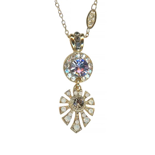 Mariana Necklace Pendant Boho Gypsy Vitral Lt, Silk, Blk Dia, & White Opal Austrian Crystals Ice Queen Once Upon a Mariana Coll.