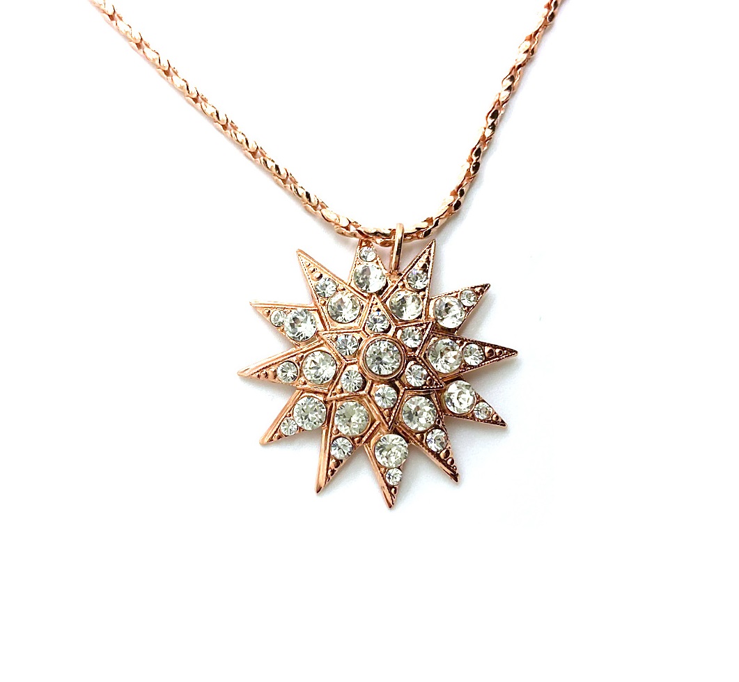 N-5888-001001-RG (1) Mariana Necklace Pendant Star Encrusted Clear Austrian Crystals My Treasures Coll. - Image 1