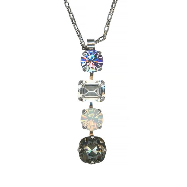 Mariana Necklace Pendant Multi Tier Lt Vitral, Clear, White Opal, & Black Diamond  Austrian Crystals Ice Queen Once Upon a Mariana Coll.