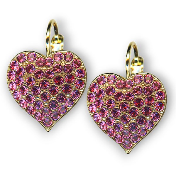 Mariana Earrings Heart Shaped Rose Austrian Crystals My Treasures Coll.