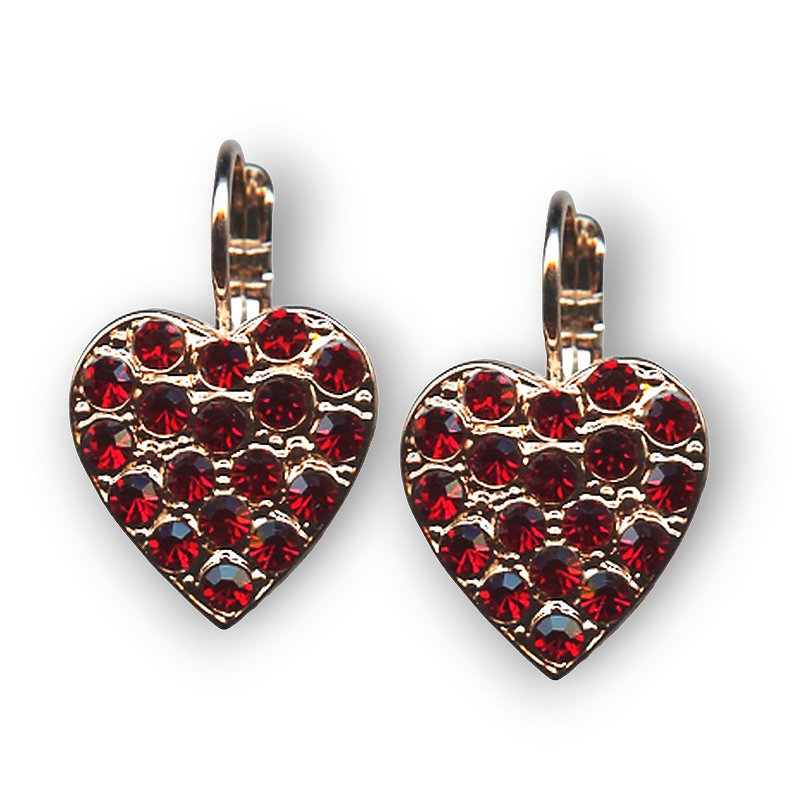 E-1008-5-208208-RG6 (1) Mariana Earrings Heart Shaped Siam Austrian Crystals Primrose Cocktail Hour Coll. - Image 1