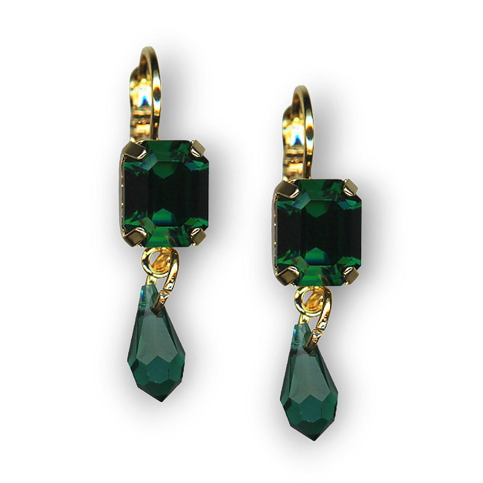 E-1009-2-205205-YG6 (1) Mariana Earrings Sophisticated Emerald Austrian Crystals My Treasures Coll. - Image 1