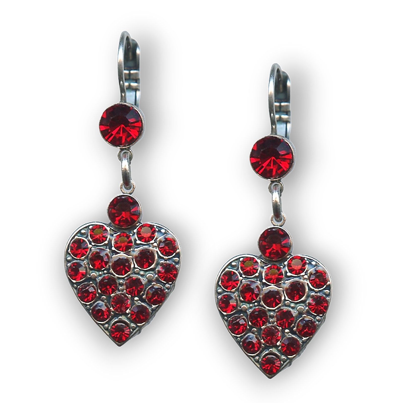 E-1019-5-208208-SP6 (1) Mariana Earrings Heart Dangling Siam Austrian Crystals Primrose Cocktail Hour Coll. - Image 1