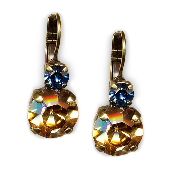 Mariana Earrings Adorable Champagne & Pale Blue Austrian Crystals Moondrops Cocktail Hour Coll.