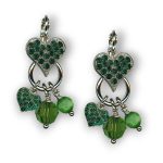 Earrings By Mariana Heart Dangling Emerald and Green Opal Swarovski Crystals - Image 2
