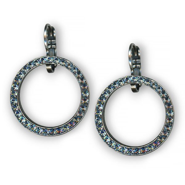Mariana Earrings Halo Encrusted Aquamarine Austrian Crystals My Treasures Coll.