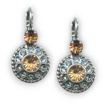 Mariana Earrings Boho Chic Amber, Champagne, & Pale Blue Austrian Crystals Moondrops Cocktail Hour Coll. - Image 3