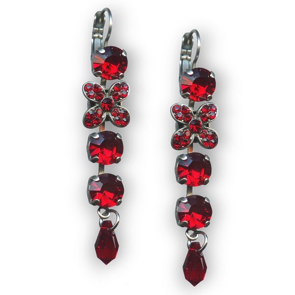 Mariana Earrings Dangling Floral Siam Austrian Crystals Primrose Cocktail Hour Coll.