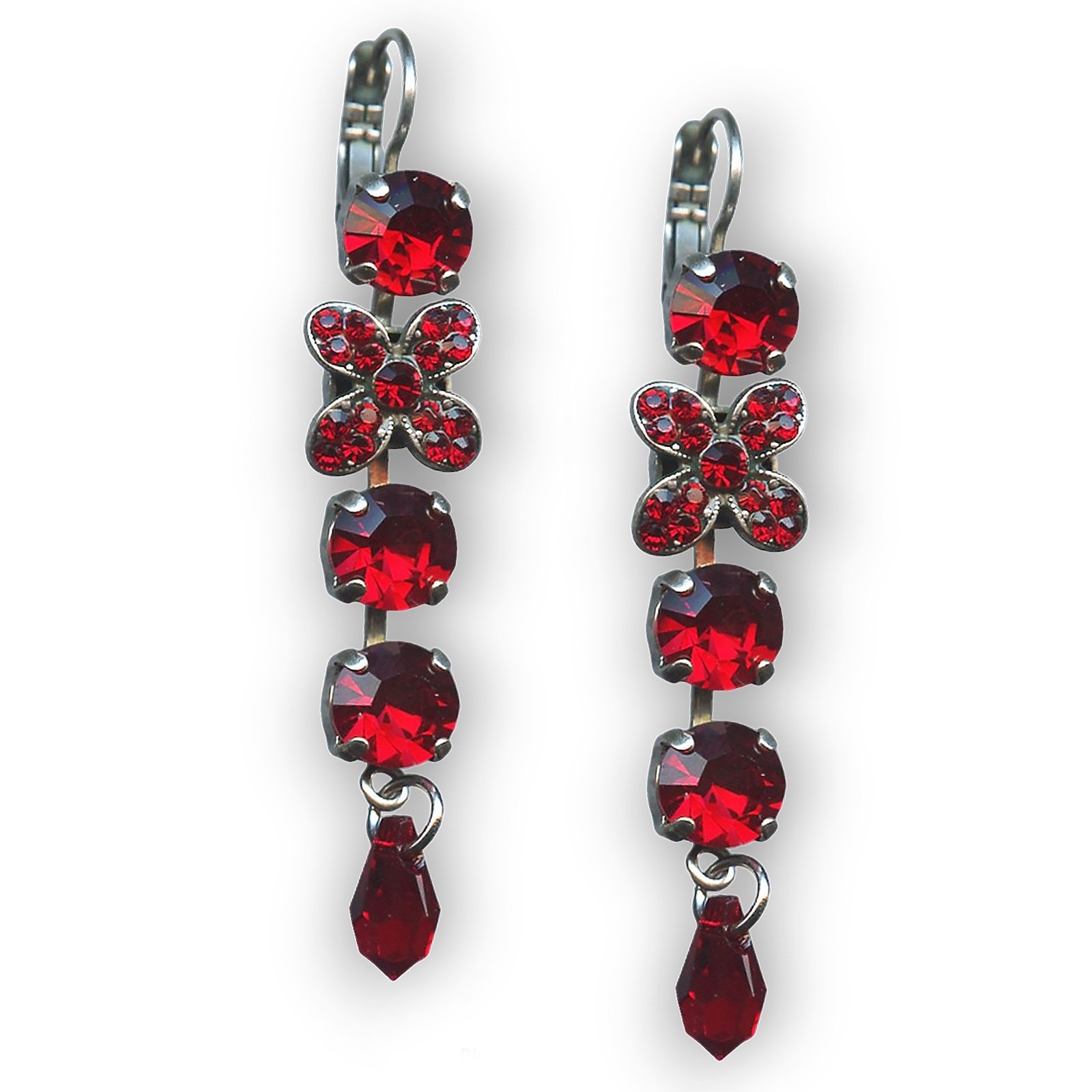 E-1068-208208-SP6 (1) Mariana Earrings Dangling Floral Siam Austrian Crystals Primrose Cocktail Hour Coll. - Image 1