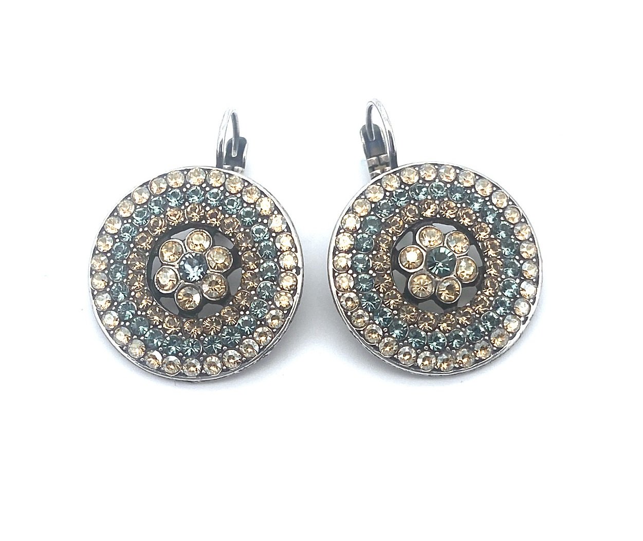 E-1078-1-216-3-SP6 (3) Earrings By Mariana Cocktail Hour Coll. Luxurious Champagne and Pale Blue Swarovski Crystals - Image 1